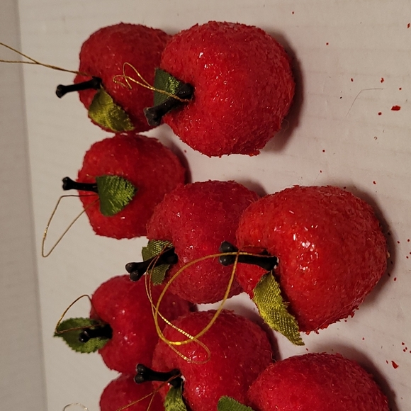 Set of 10 Vintagev Styrofoam and Glitter Apple Ornaments - Picture 8 of 14